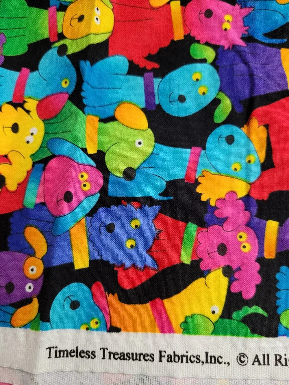 Timeless Treasures Fabrics Inc Colorful Cartoon Dog Theme Sewing Fabric (1506)